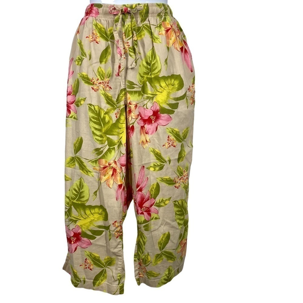ERIKA Coastal Grandma Floral Crop Wide Leg Pants